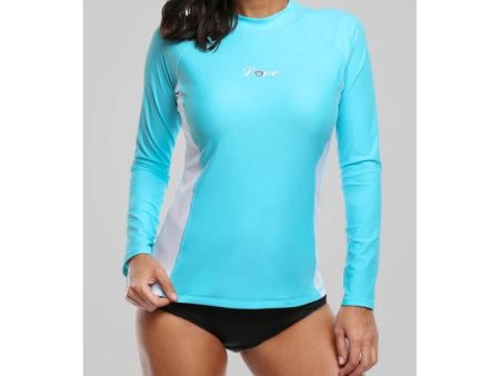 VG Women Long Sleeve Aquamarine Rash Guard with UV Sun Protection for Water Sports [WS] For Cheap