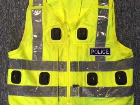 Hi Vis Tactical Duty Vest Model 511, Strathclyde Police, POLICE marked, chequerboard (Used – Grade A) on Sale