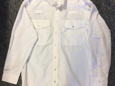 Pilot Shirt, Men’s Long Sleeve White Shirt, epaulette loops (Used – Grade A) on Sale