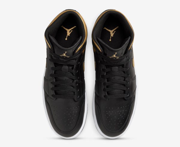 Air Jordan 1 Mid Black Metallic Gold White Sale Supply