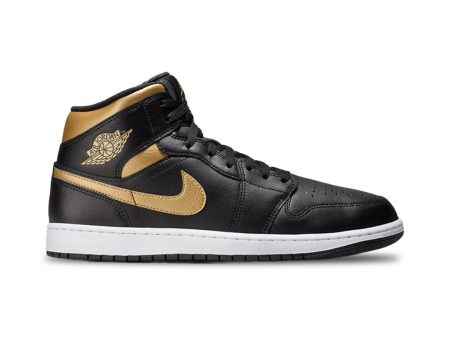 Air Jordan 1 Mid Black Metallic Gold White Sale Supply