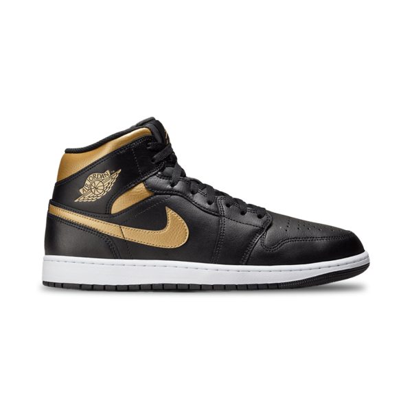 Air Jordan 1 Mid Black Metallic Gold White Sale Supply