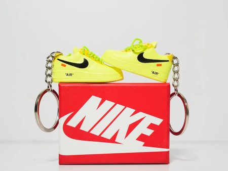 3D Sneaker Keychain With Box - Nike AF1 X Low Off- white Volt Online now