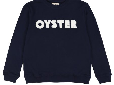 I Oyster logo chenille crewneck sweatshirt ( navy ) Fashion