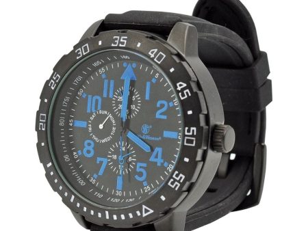 Smith & Wesson Men s Calibrator Watch Blue and Black Rubber Strap 51mm Online Sale