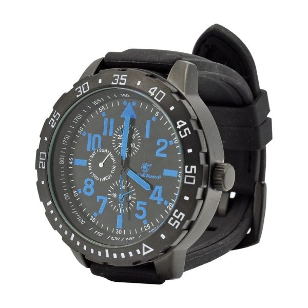 Smith & Wesson Men s Calibrator Watch Blue and Black Rubber Strap 51mm Online Sale