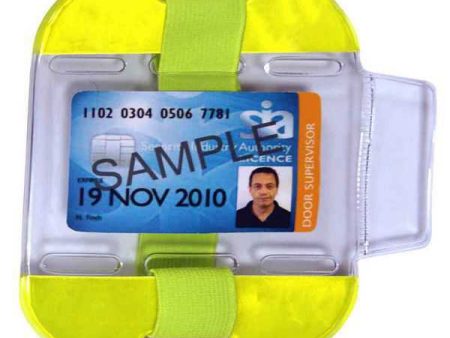 ID   SIA Licence Badge Holder - Arm Band High Vis Yellow For Sale