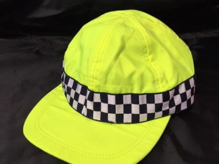 Hi Vis Yellow Baseball Cap, chequerboard, adjustable black plastic strip (Used – Grade A) For Cheap